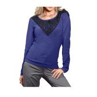Pullover m. Spitze, royalblau-schwarz