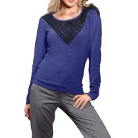 Pullover m. Spitze, royalblau-schwarz