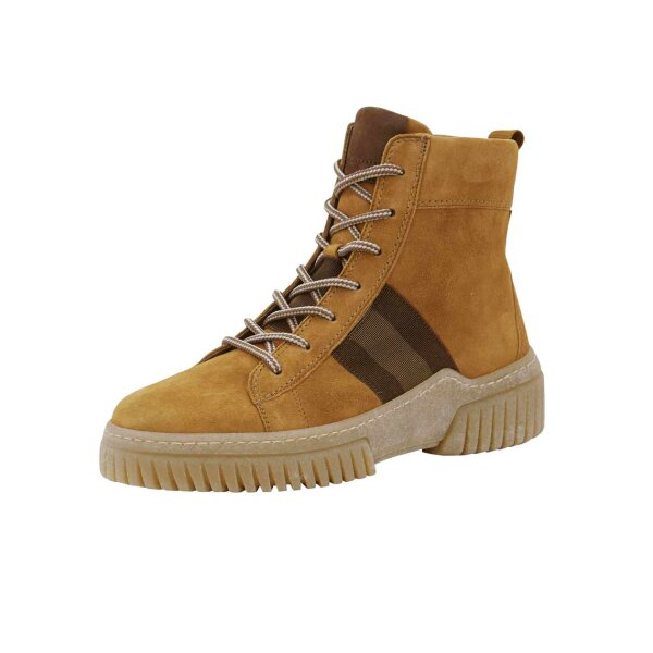 Marken-Velourslederschnürboots, gelb-braun