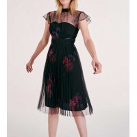 Designer-Plisseekleid, schwarz-bordeaux