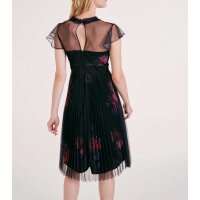 Designer-Plisseekleid, schwarz-bordeaux