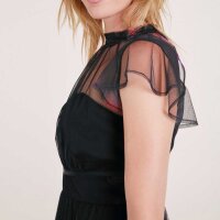 Designer-Plisseekleid, schwarz-bordeaux