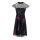 Designer-Plisseekleid, schwarz-bordeaux
