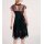Designer-Plisseekleid, schwarz-bordeaux