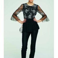 Bluse m. Pailletten, schwarz