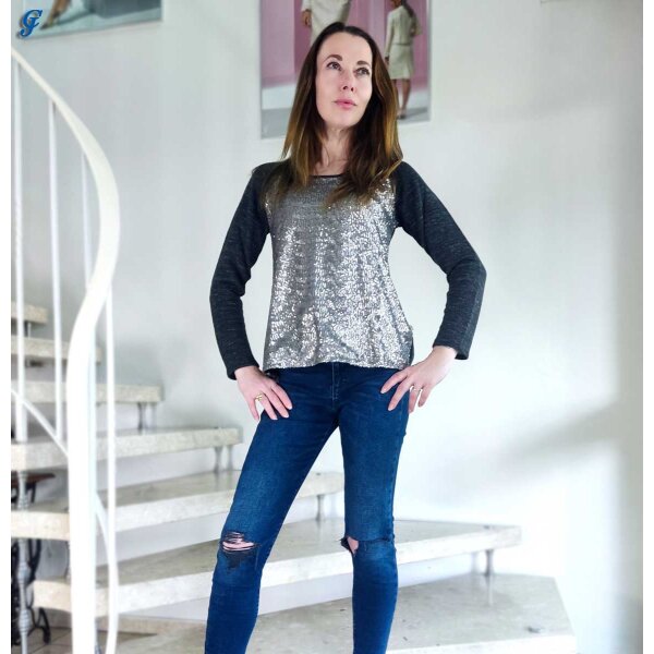 Marken-Sweatshirt, anthrazit-silber
