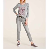 Jerseyshirt m. Pailletten, grau-melange