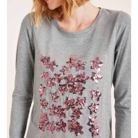 Jerseyshirt m. Pailletten, grau-melange