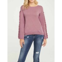 Designer-Pullover m. Rüschen, altrosé