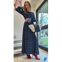 Maxistrickkleid, nachtblau-sand