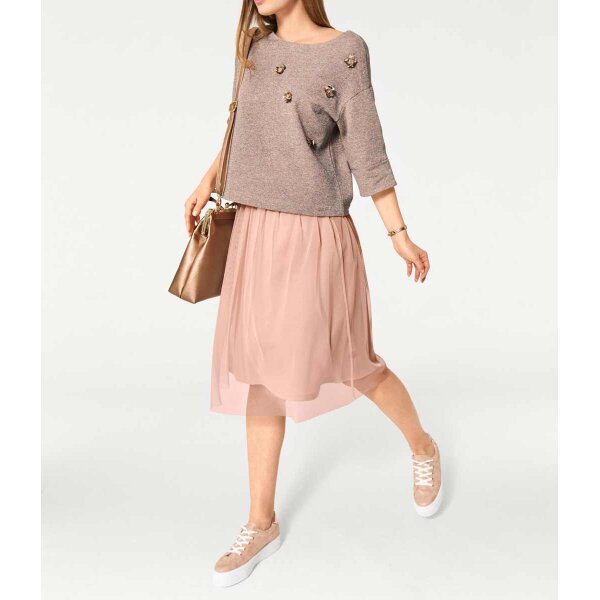 Sweatshirt m. Perlen, rosé