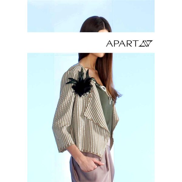 Pailletten-Blazer m. Federbrosche, taupe