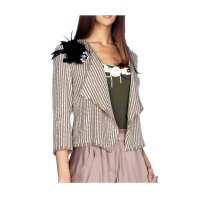 Pailletten-Blazer m. Federbrosche, taupe