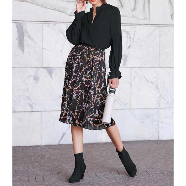 Pleat skirt, black-multicolour