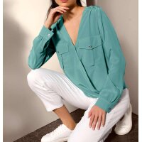 Silk blouse in wrap-look, sage