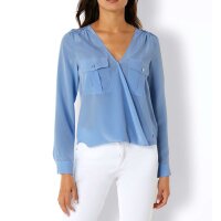 Seidenbluse in Wickel-Optik, himmelblau