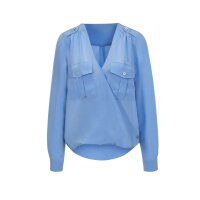 Seidenbluse in Wickel-Optik, himmelblau