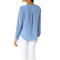 Silk blouse in wrap-look, sky blue