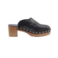 Cowhide nappa clogs, black