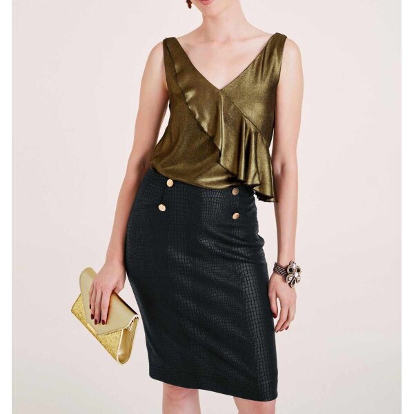 Blouse top, gold-black