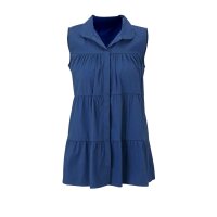 Designer-Stufenbluse, jeansblau