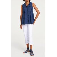 Designer-Stufenbluse, jeansblau