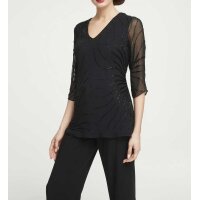 Bluse m. Perlen, schwarz