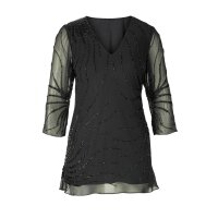 Bluse m. Perlen, schwarz
