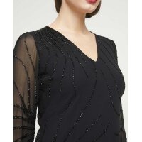 Bluse m. Perlen, schwarz