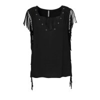 Shirt with fringes, black