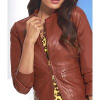 Designer-Lammnappalerderjacke, rotbraun