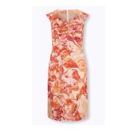 Designer-Druckkleid, papaya-ecru