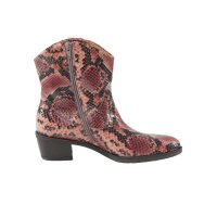 Marken-Stiefelette, rosé-schwarz