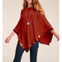Designer-Feinstrickponcho m. Pailletten, kastanie