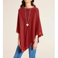 Designer-Feinstrickponcho m. Pailletten, kastanie