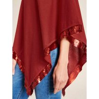 Designer-Feinstrickponcho m. Pailletten, kastanie