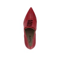 Cowhide lace pumps in crocodile look, red