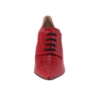 Cowhide lace pumps in crocodile look, red