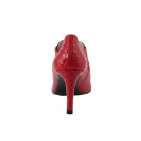 Cowhide lace pumps in crocodile look, red
