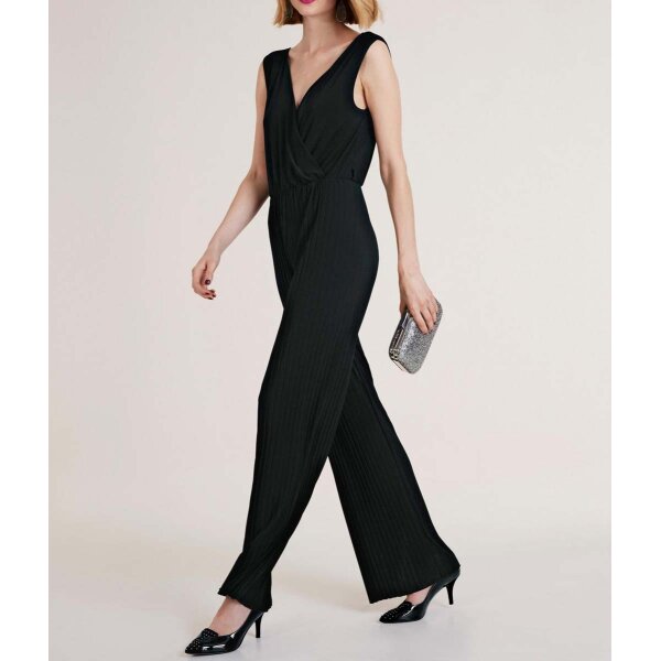Designer-Plissee-Overall, schwarz