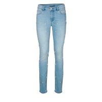 Designer-Jeans m. Perlen, hellblau