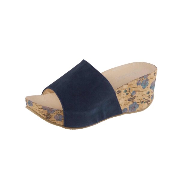 Ziegen-Veloursleder-Pantolette, blau