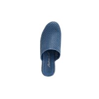 Rindleder-Cut-Out-Clog, jeansblau