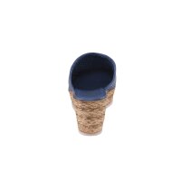 Rindleder-Cut-Out-Clog, jeansblau