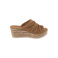 Nappaleder-Pantolette m. Lochmuster, camel