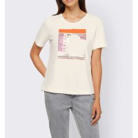 Shirt with print and glitter stones, ecru