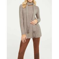 Fine knit sweater with scarf, beige