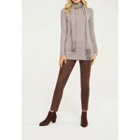 Designer-Feinstrickpullover m. Schal, beige