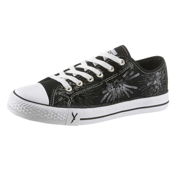 Sneaker m. Pailletten, schwarz