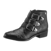 Marken-Stiefelette m. Nieten, schwarz